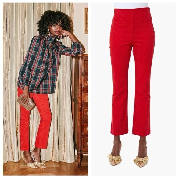 Tuckernuck red‎ corduroy Ashford pants Size S high rise four-way stretch cropped - Picture 1 of 9